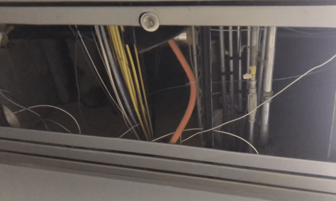 Exposed wires in the ceiling at CCNY