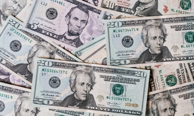 A pile of cash - different denominations