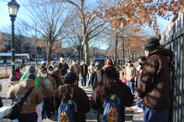 Parishioners gathered in front of St. Matthew's Church.