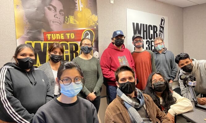 Students at the City College of New York in a Radio Journalism class.