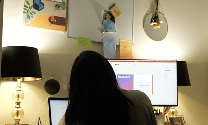 Student at her computer