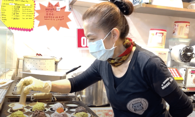 Preparing a traditional Taiwanese snack