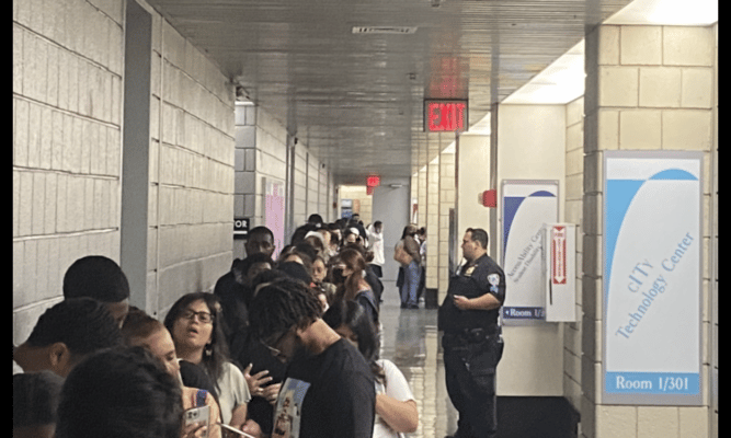 Students touring City College