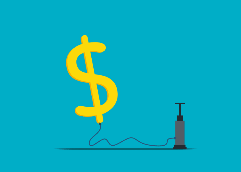 Dollar sign being inflated