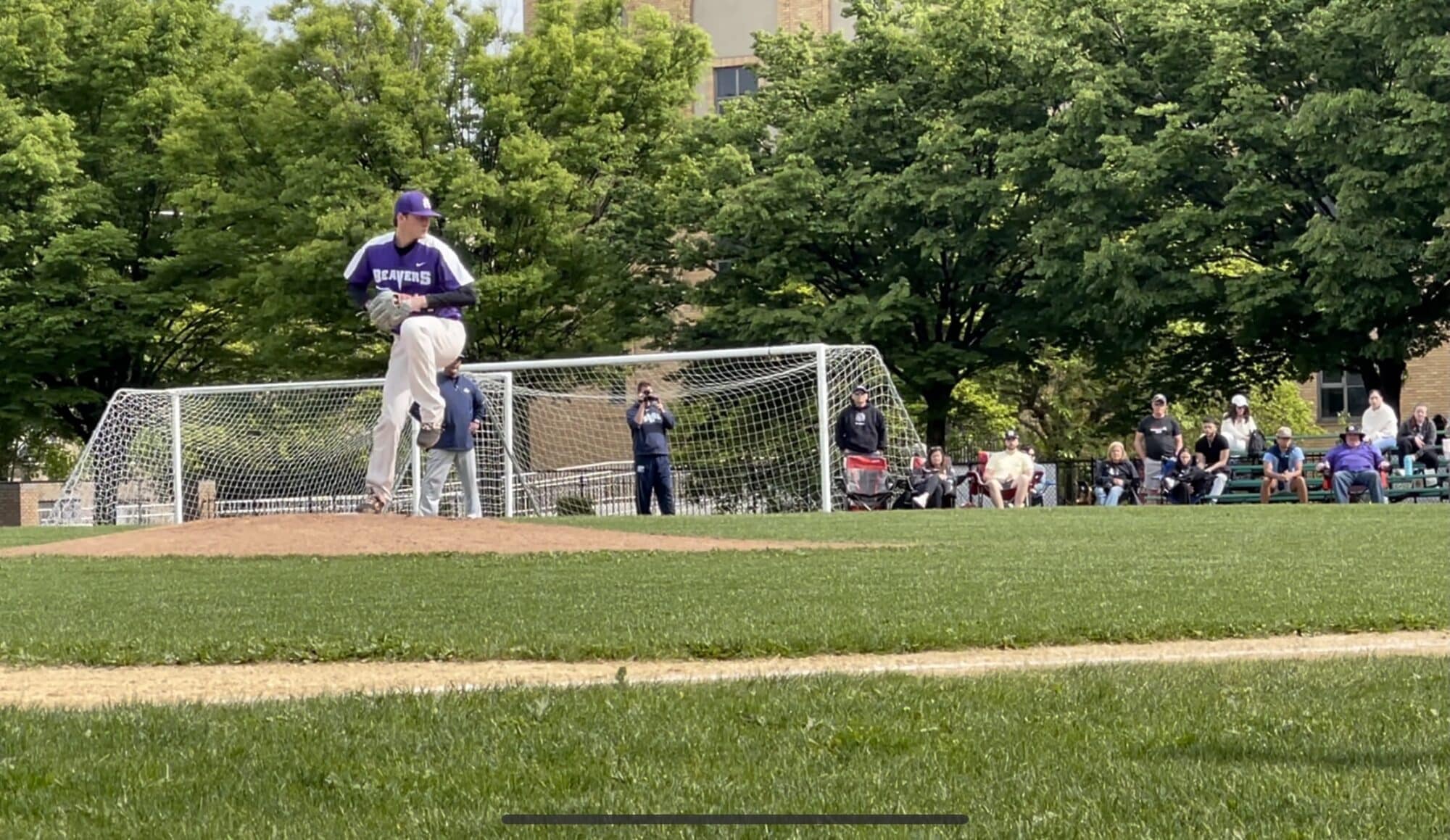 CCNY pitcher JD Johnstone prepares his throw.